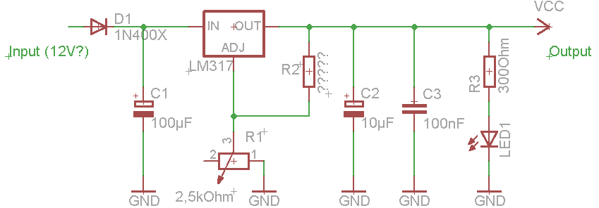 Einfacher Spannungsregler mit LM317 - Mikrocontroller.net