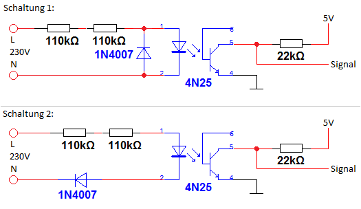 Optokoppler an 230V - Mikrocontroller.net