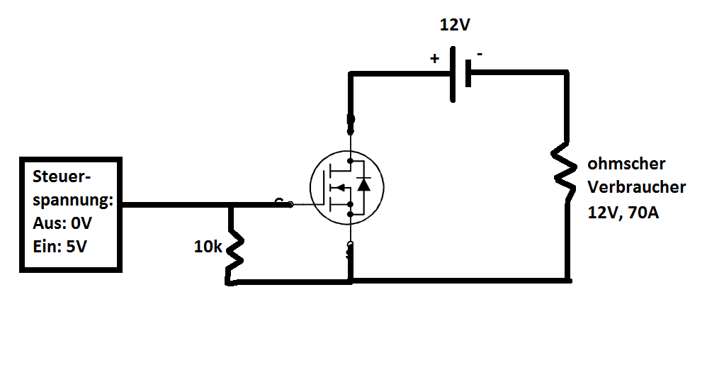 70A und 12V mit Halbleiterbauteil schalten (5V, 50mA) - Mikrocontroller.net