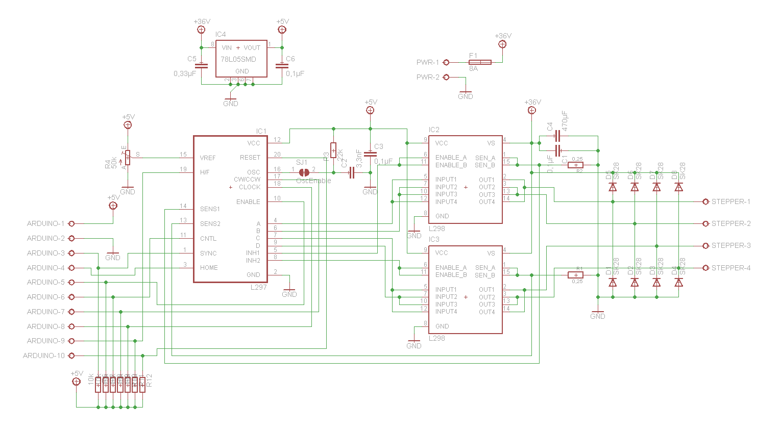 Schrittmotortreiber mit L297 und ZWEI L298 - Mikrocontroller.net