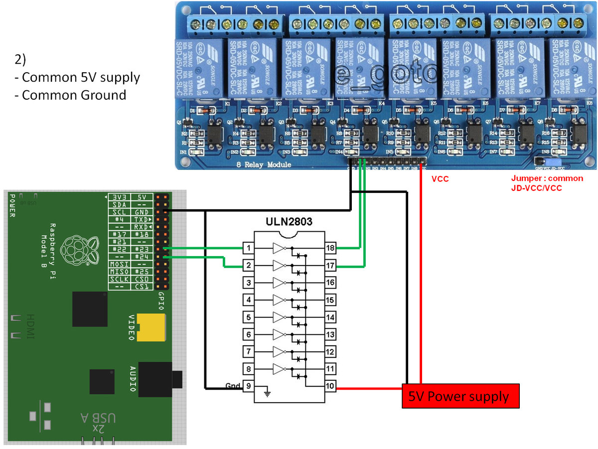 Relais mit ULN2803a Transistor Schaltung betreiben (Raspberry Pi 2) -  Mikrocontroller.net