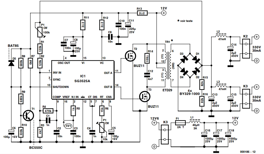 Spannungswandler 12 Vdc auf 350 Vdc (max. 50mA) - Mikrocontroller.net