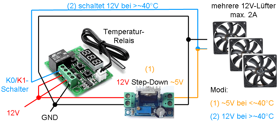Temperaturabhängige Schaltung für 12V-Lüfter mit Step-Down - bitte prüfen -  Mikrocontroller.net