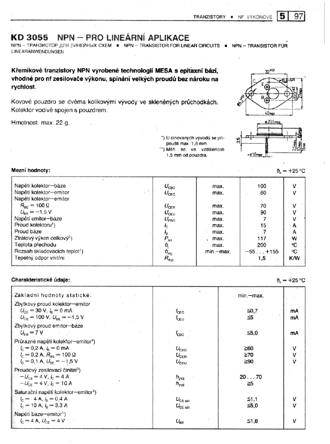 Suche Datenblatt von Bipolartransistor KD502 mit SOA Kennlinie für DC -  Mikrocontroller.net