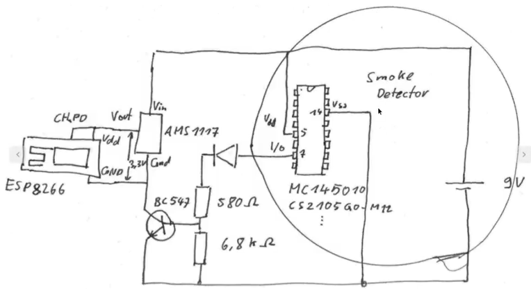 ESP8266-Einbau in Rauchmelder / Fragen zur Transistor-Schaltung  (Basiswiderstand etc.) - Mikrocontroller.net