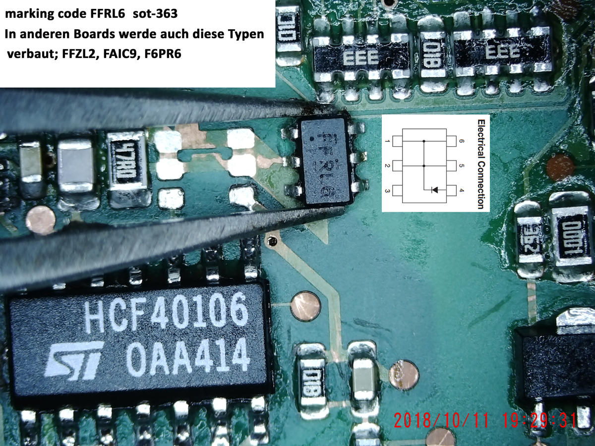 Suche: SMD Marking FFRL6, Gehäuse: SOT-363, vermutlich 4-fach Diode -  Mikrocontroller.net