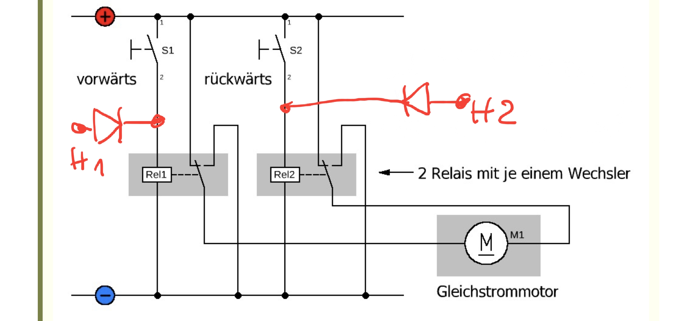 Mit 2 Relais: Vorwärts Rückwärts Motor drehrichtung - Mikrocontroller.net