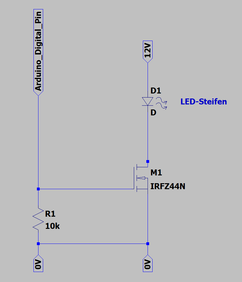 IRFZ44N schaltet bei LED Streifen von allein - Mikrocontroller.net